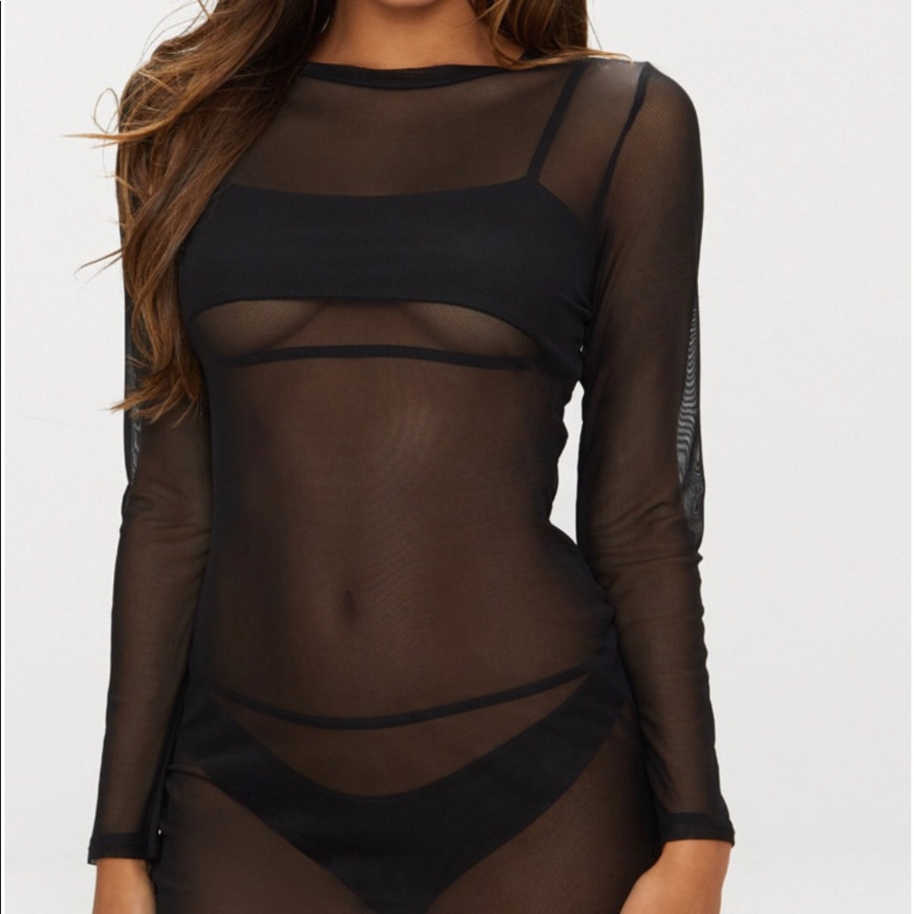 Black Mesh Bodycon Dress